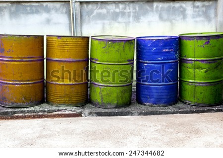 Oil Drums -- they are old and rusty and in various colors