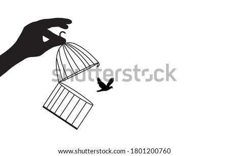 Dream Bird Flying Away,bird flying out of cage,bird released from cage,freedom concept.