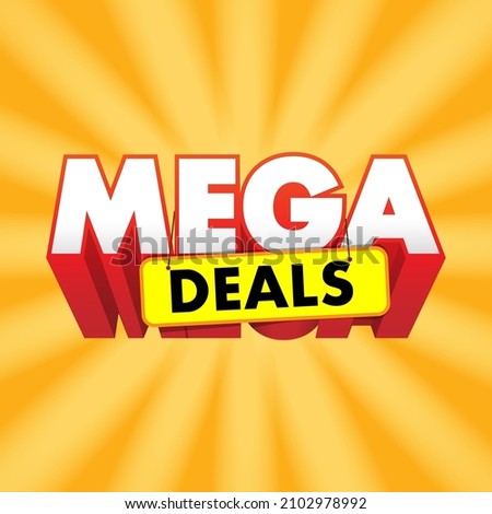 Mega Deals promo unit for campaign. Design template for great deals or offers.