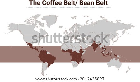 Coffee Belt illustration, Bean Belt, Coffee Map Сток-фото © 