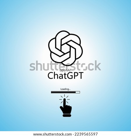 ChatGPT icon or logo in blue background. hand click icon and loading icon