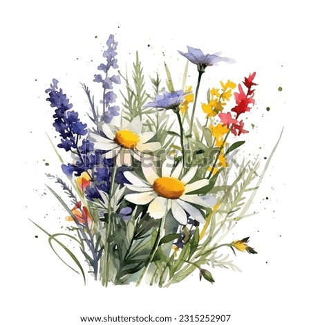 Similar – Image, Stock Photo A bouquet of wildflowers in a female hand and a cup of coffee