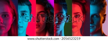 Similar – Image, Stock Photo Crop of half face of beautiful young woman