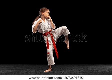 Similar – Image, Stock Photo Little girl attacked by a dog