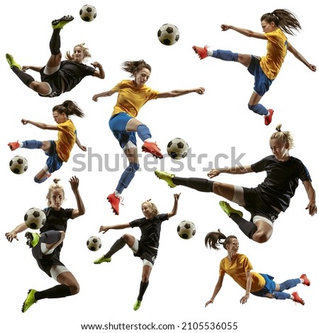 Similar – Image, Stock Photo Strong sportsman jumping and running against blue sky