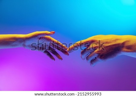 Similar – Image, Stock Photo Painted fingers touching each other