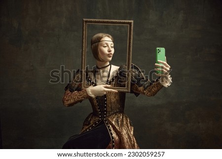 Similar – Image, Stock Photo Elegant female in ancient fortress