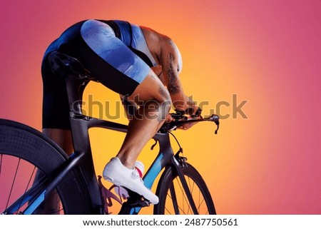 Similar – Image, Stock Photo Bicyclist with light at freezing cold dawn