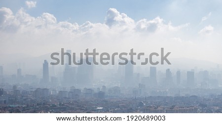 misty view of Ataşehir One of the districts with the most intense construction in Istanbul, there are financial city and high-rise housing projects under construction in the region. 2021