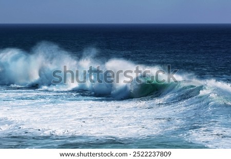 Similar – Image, Stock Photo Waves crash against the wooden groynes in the Baltic Sea