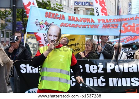 WARSAW, POLAND - SEPTEMBER 22: Anti government polish trade (labor) unions demonstration on September 22, 2010 in Warsaw, Poland.