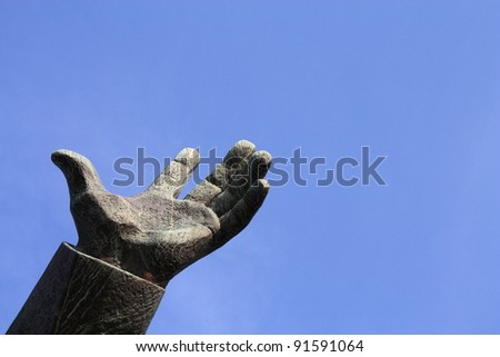 Abstract concept of hand lift to the sky.