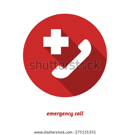 Emergency call flat icon with long shadow.