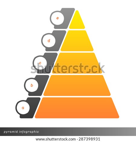 Vector pyramid info graphic shows growth with gradient fill. Clear and simple template. 