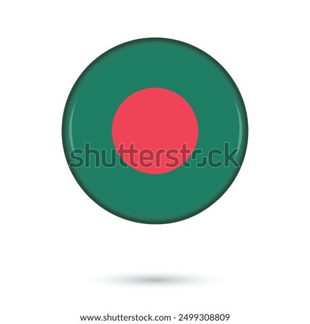 Bangladesh round 3D glossy flag vector illustration isolated on white background for national day independence day 26 March celebrations badge, used in flyers posters banners cards covers social media