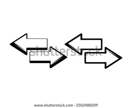 Left arrow right arrow vector illustration on white background isolated vector design icon. Transfer arrows icon. 2 side arrow icon