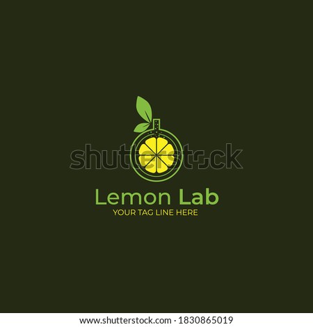 Lab with Modern fresh lemon logo vector illustration, Fresh lemon Slice Logo Design Template 
