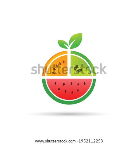 Fresh Fruits shop vector logo design  - Fruits logo design Fresh, original and full vector design. It is high resolution, editable and printable.