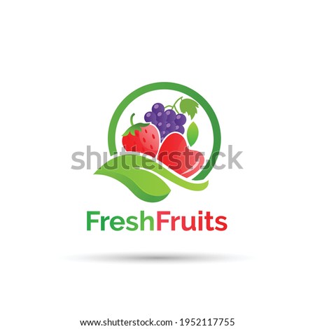 Fresh Fruits shop vector logo design  - Fruits logo design Fresh, original and full vector design. It is high resolution, editable and printable.