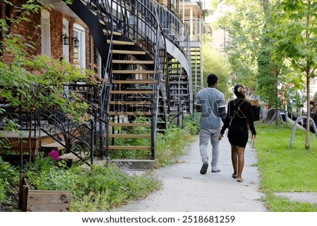 Image, Stock Photo Anonymous lady walking American Cocker Spaniel on leash