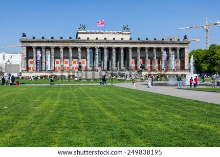 BERLIN, GERMANY - APRIL 13: The Old Museum at the northern end of the Museum Island on April 13, 2009. Museum Island is the name of the northern half of an island in the Spree river.