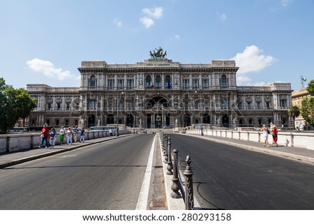 ROME, ITALY - JULY 21: Piazza Cavour (Cavour Square) is a famous tourist place in Rome on July 21, 2012. Rome is the capital of Italy and region of Lazio.