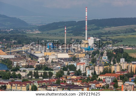 RUZOMBEROK, SLOVAKIA - JUNE 4: Night view of the industry area in Ruzomberok, Slovakia on June 4, 2015. Ruzomberok is a small town in the north of Slovakia.