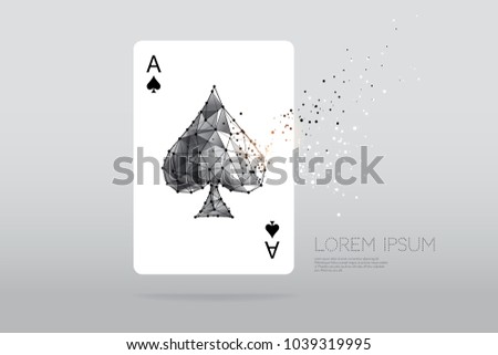 The particles, polygonal, geometric art, line and dot of Playing card.
abstract vector illustration. 
graphic design concept of bet and casino
- line stroke weight editable