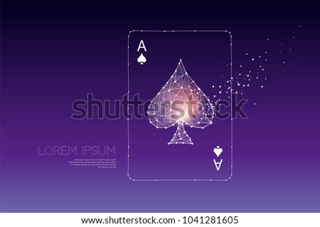 The particles, polygonal, geometric art, line and dot of playing card.
abstract vector illustration. 
graphic design concept of bet and casino
- line stroke weight editable