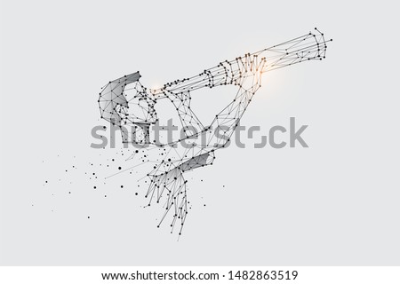 The particles, geometric art, line and dot of watching the telescope.
abstract vector illustration. graphic design concept of business vision.
- line stroke weight editable