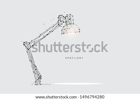 The particles, geometric art, line and dot of lamp lighting.
abstract vector illustration. graphic design concept of spot light.
- line stroke weight editable