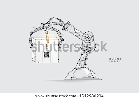 The particles, geometric art, line and dot of Robot arm.
abstract vector illustration. graphic design concept of logistic.
- line stroke weight editable