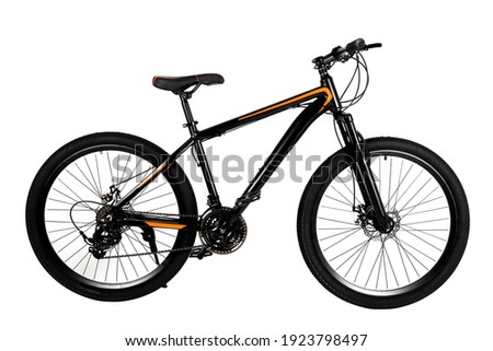 Mountain black bike bicycle isolated white background Imagine de stoc © 