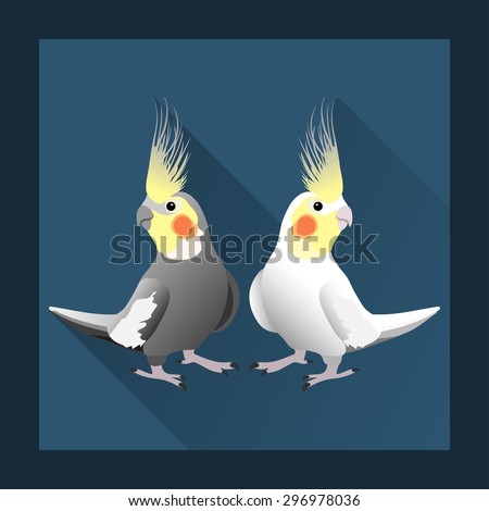 Corella parrot, exotic bird in flat style - vector illustration