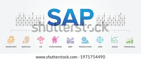 SAP Enterprise Resource Planning (ERP) construction concept module vector icons