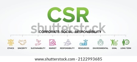 CSR – Corporate Social Responsibility concept vector icons set background. 商業照片 © 