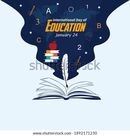 International Education Day, 24 January. Reading imagination concept for education holiday. vector Illustration.