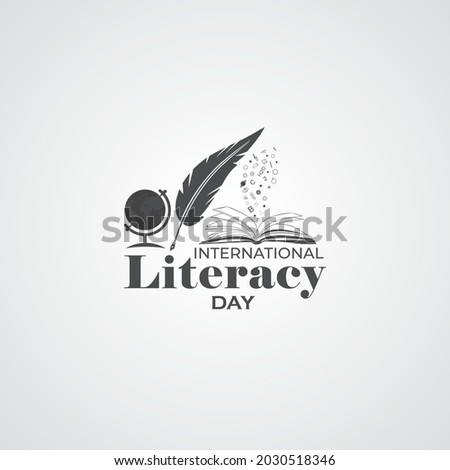 International Literacy Day, 8th September. Open book logo illustration vector.