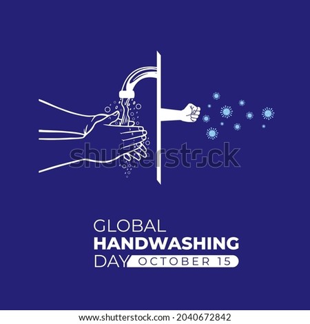 Global Handwashing Day.15 October. coronavirus icon. handwashing with water from faucet background. Vector Illustration.