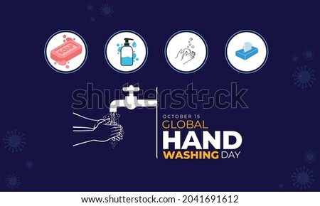 Global Handwashing Day.15 October. coronavirus icon. handwashing with water from faucet background. Vector Illustration.