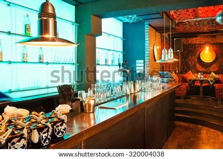 MOSCOW, RUSSIA - 12 OCTOBER 2014: eastern interior of the uzbek restaurant