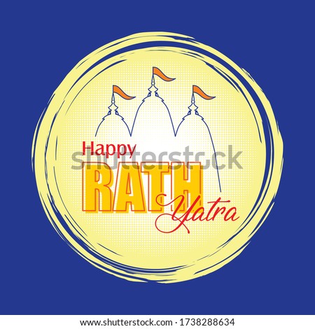 Happy Rath Yatra logo Vector illustration. Ratha Yatra of Lord Jagannath, Balabhadra and Subhadra on Chariot. 