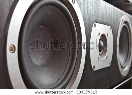 center speaker close-up. Element of a multi-channel speaker system.