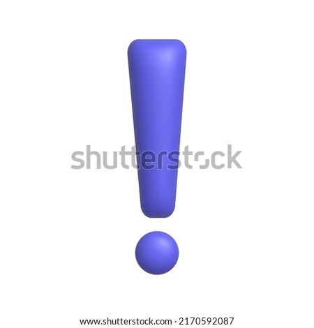 Purple exclamation mark symbol. Attention or caution sign icon. 3d realistic design element. Vector illustration.