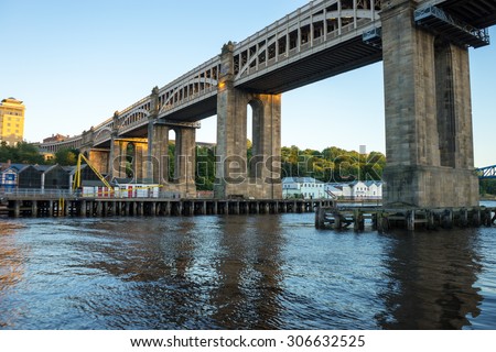 NEWCASTLE, ENGLAND - AUGUST 6: High Level Bridge, Newcastle/Gateshead. A bridge that crosses the Tyne, taken on August 6, 2015 at Newcastle, England.