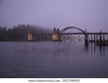 Siuslaw River Bridge, bascule bridge on Siuslaw river, Florence, Oregon, USA