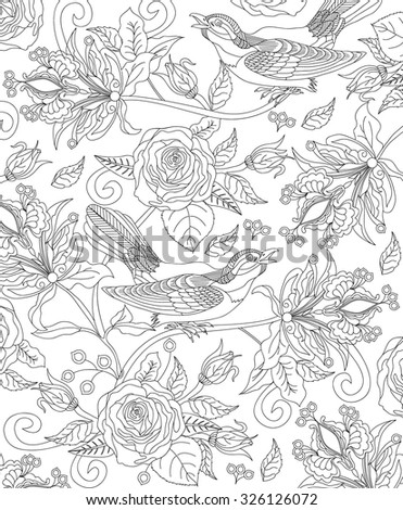 Hand Drawn Bird Coloring Page Stock Vector Illustration 326126072 ...