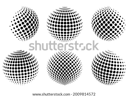 Set of halftone dot pattern templates for icon, logo, symbol, book cover, poster, banner, presentation, wallpaper background. Created using AI CS6.