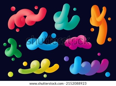 Set 3d abstract colorful twisted liquid shapes. Creative design elements. Vector modern gradient shapes elements for banner, background, poster  Foto d'archivio © 