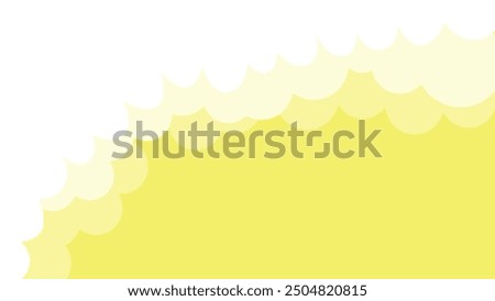 White cloud shapes bordering at the left top on yellow background. Simple and clean sky banner with place for text. Vector illustration suitable for various design projects